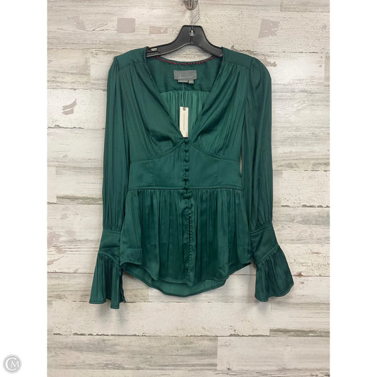 Blouse Long Sleeve By Anthropologie In Green, Size: Xxs
