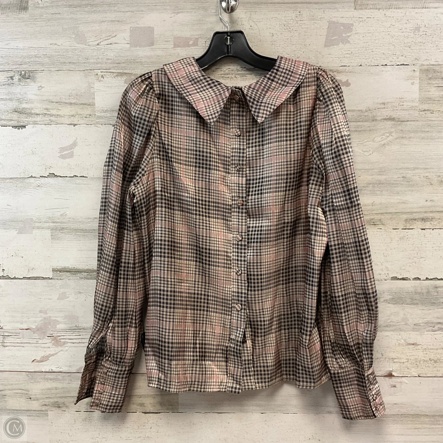 Blouse Long Sleeve By En Saison In Brown & Pink, Size: S