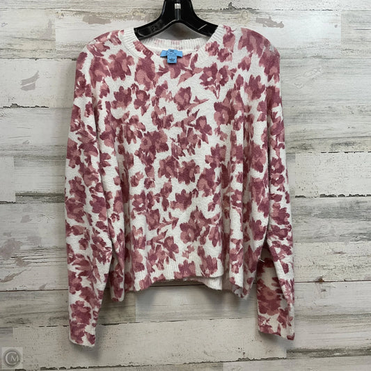 Sweater By Cece In Pink & White, Size: L