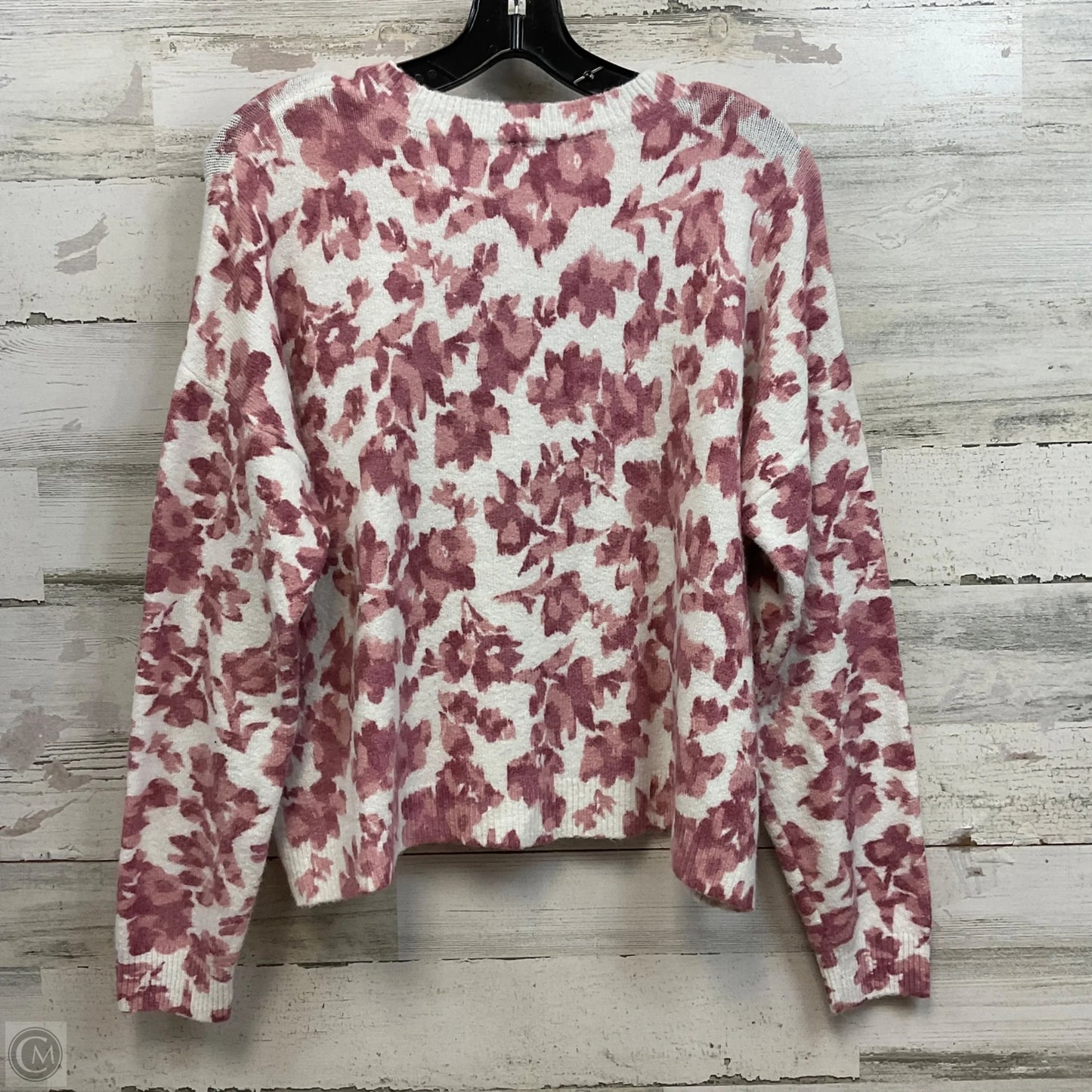 Sweater By Cece In Pink & White, Size: L