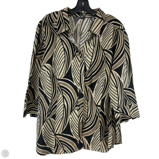 Top 3/4 Sleeve By East 5th In Brown, Size: 1x