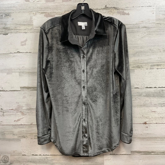 Blouse Long Sleeve By 14th And Union In Grey, Size: S