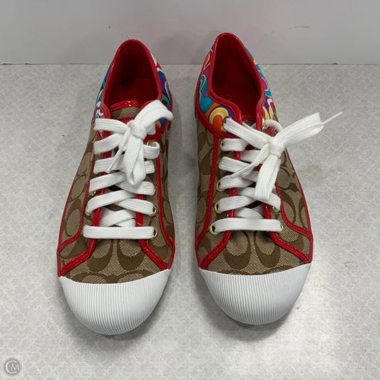 Shoes Designer By Coach In Brown & Red, Size: 8
