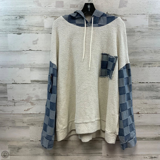 Sweatshirt Hoodie By Bibi In Blue & Cream, Size: Xl