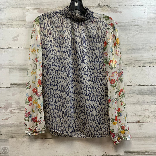 Blouse Long Sleeve By Current Air In Blue & White, Size: S