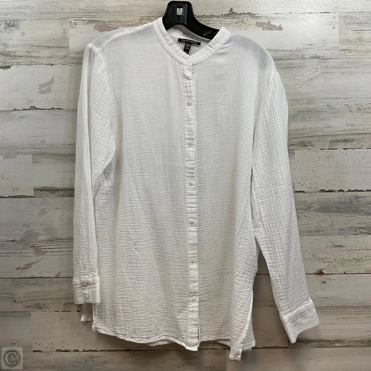 Blouse Long Sleeve By Eileen Fisher In White, Size: M