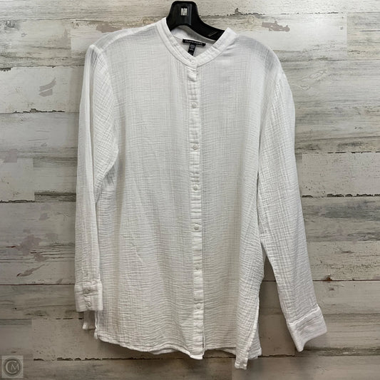 Blouse Long Sleeve By Eileen Fisher In White, Size: M