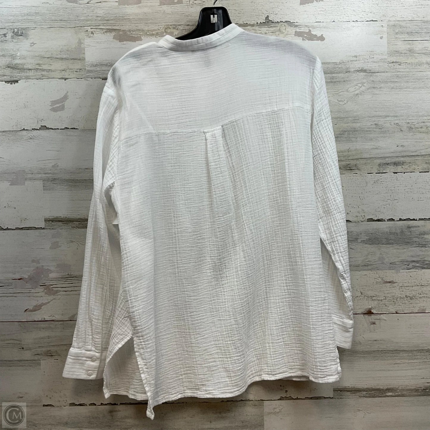 Blouse Long Sleeve By Eileen Fisher In White, Size: M