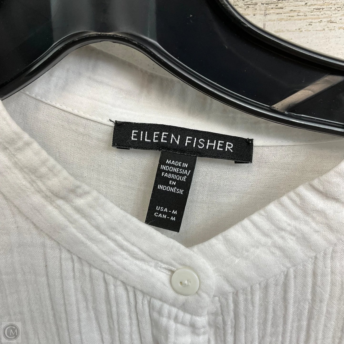 Blouse Long Sleeve By Eileen Fisher In White, Size: M