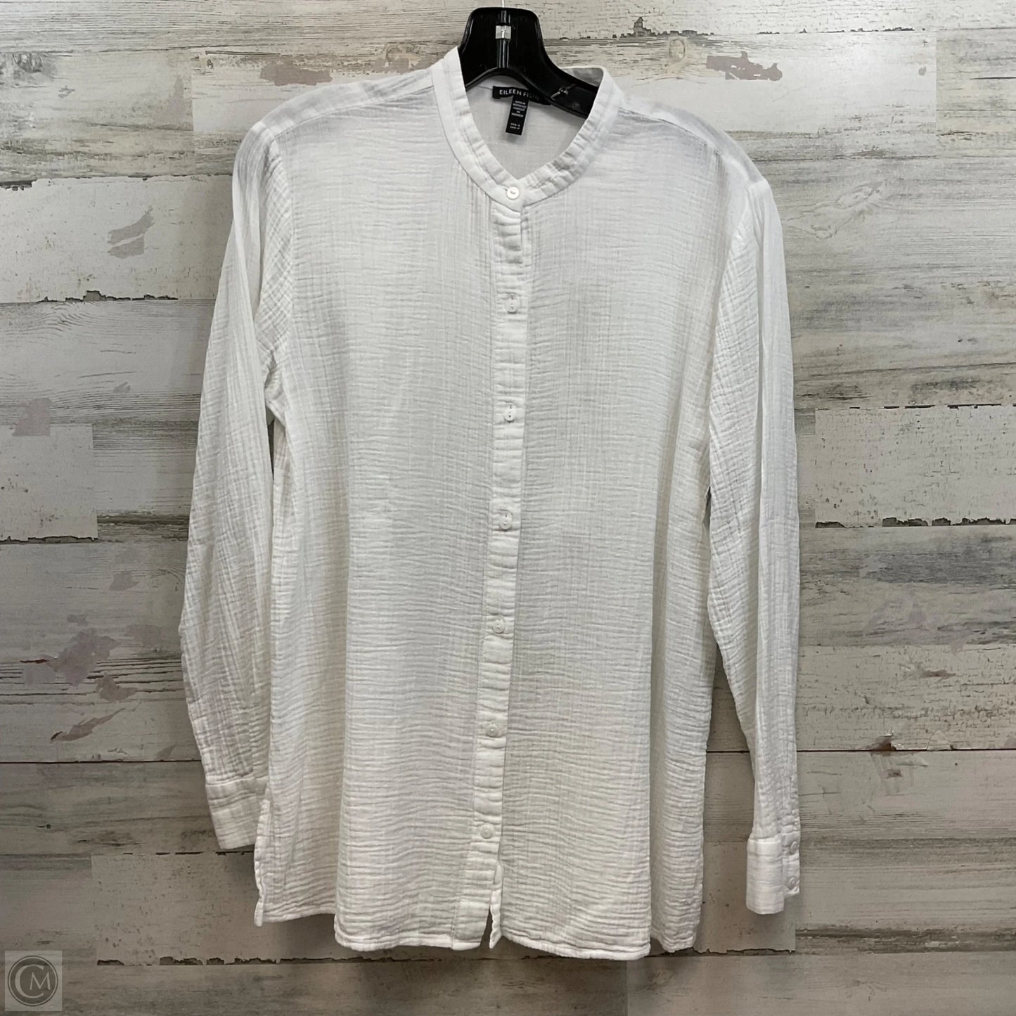 Blouse Long Sleeve By Eileen Fisher In White, Size: S