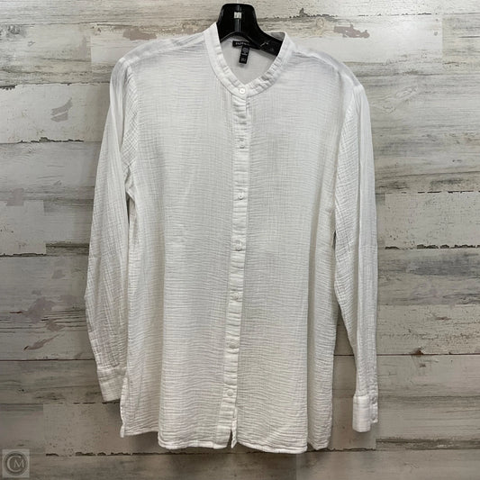 Blouse Long Sleeve By Eileen Fisher In White, Size: S