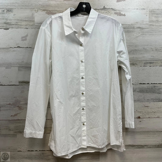 Blouse Long Sleeve By Eileen Fisher In White, Size: M