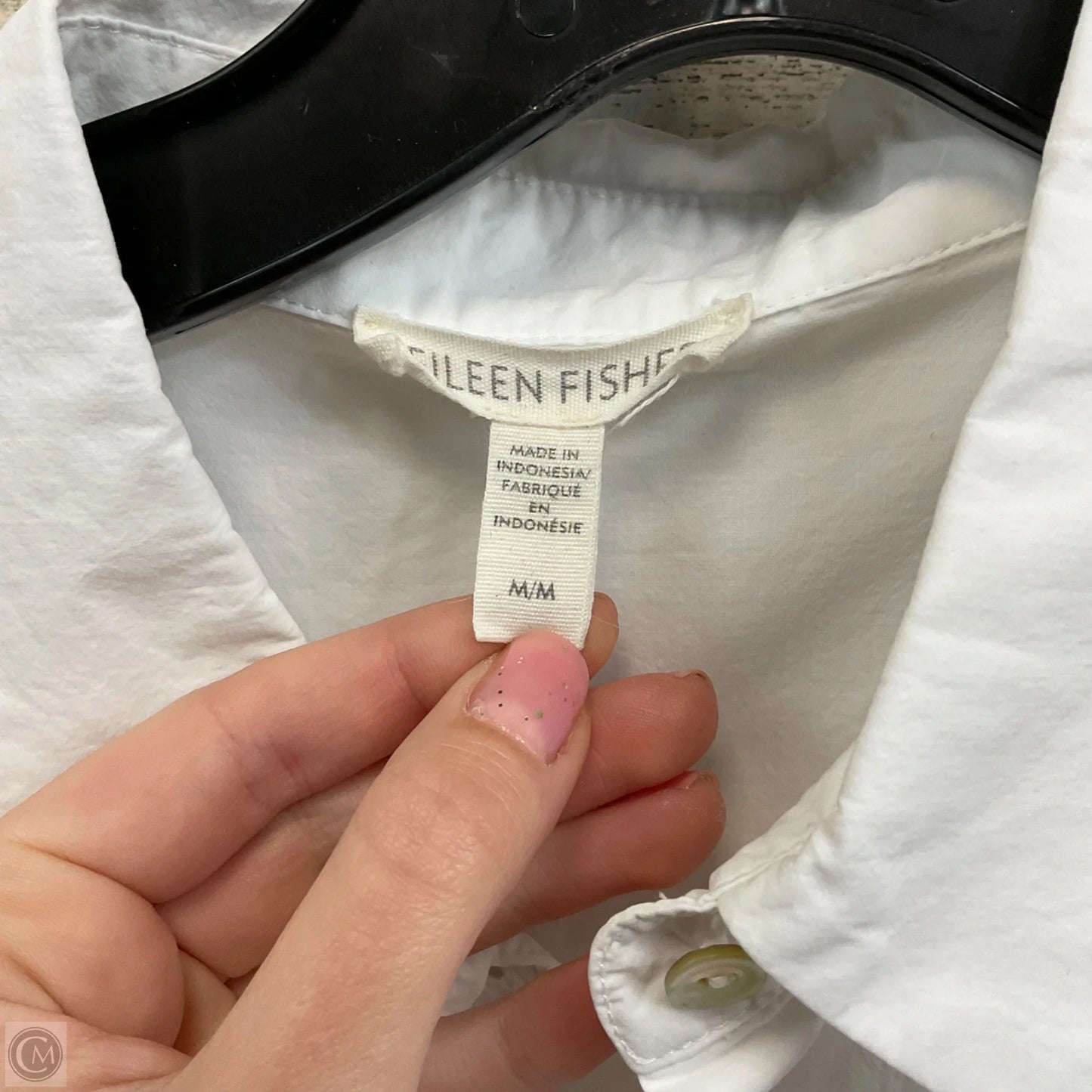 Blouse Long Sleeve By Eileen Fisher In White, Size: M