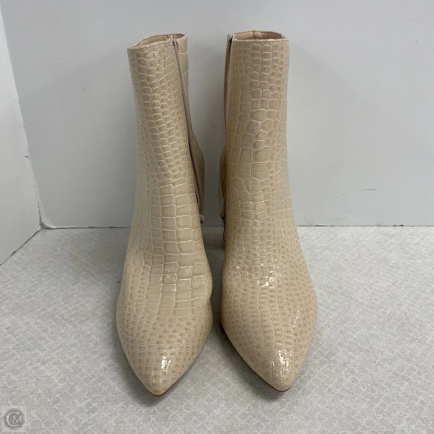 Boots Ankle Heels By Top Moda In Cream, Size: 9