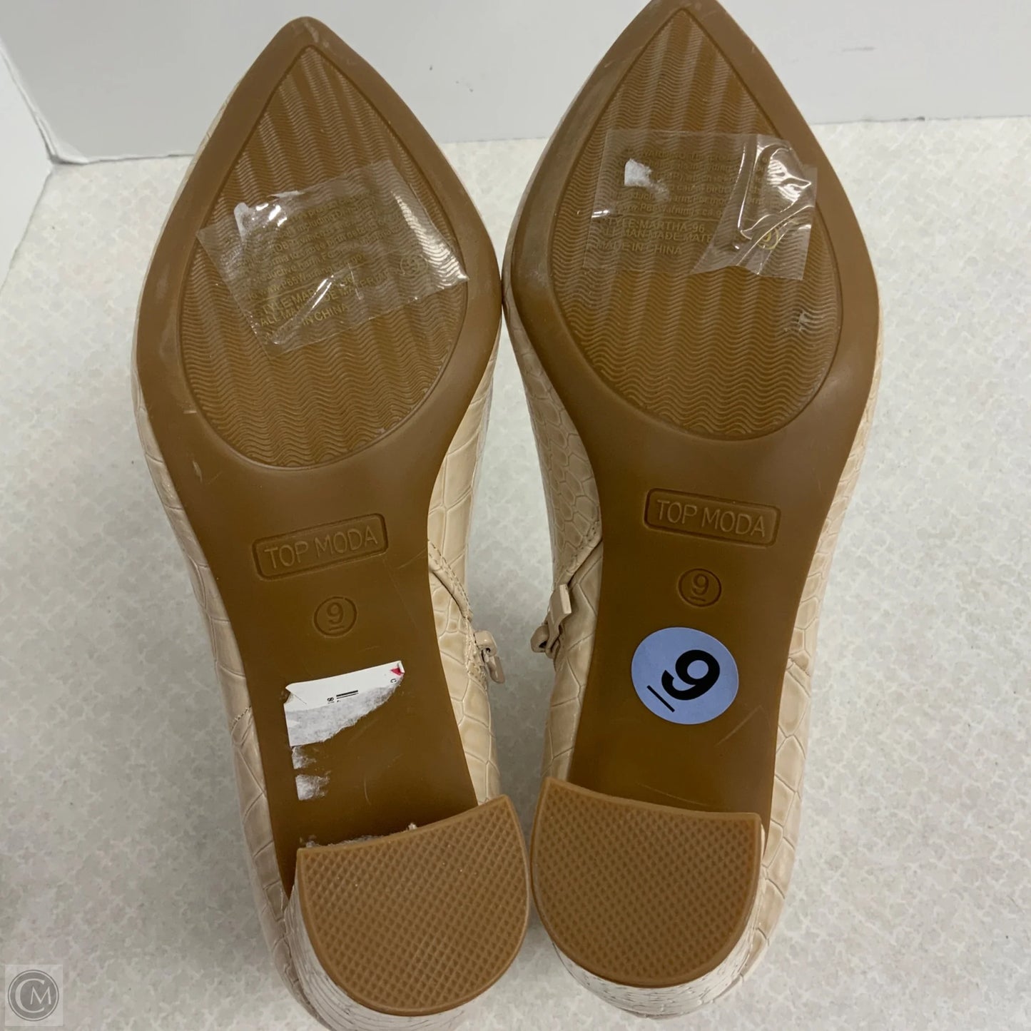 Boots Ankle Heels By Top Moda In Cream, Size: 9