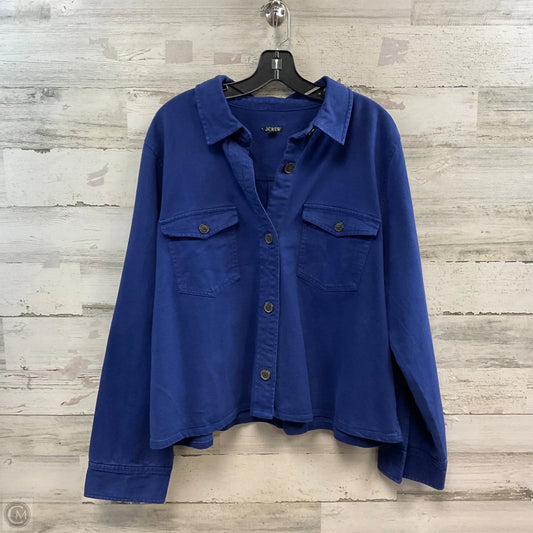 Blouse Long Sleeve By J. Crew In Blue, Size: Xxl