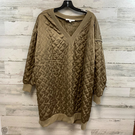 Top Long Sleeve By Flat White In Brown, Size: 1x