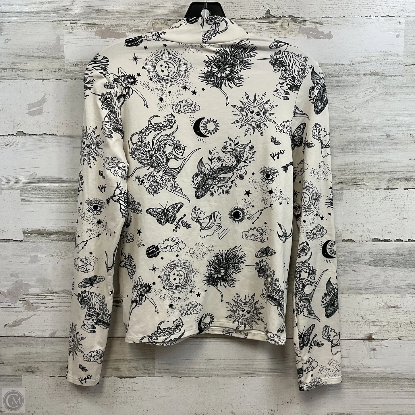 Top Long Sleeve Basic By Ginger G In Black & Cream, Size: S