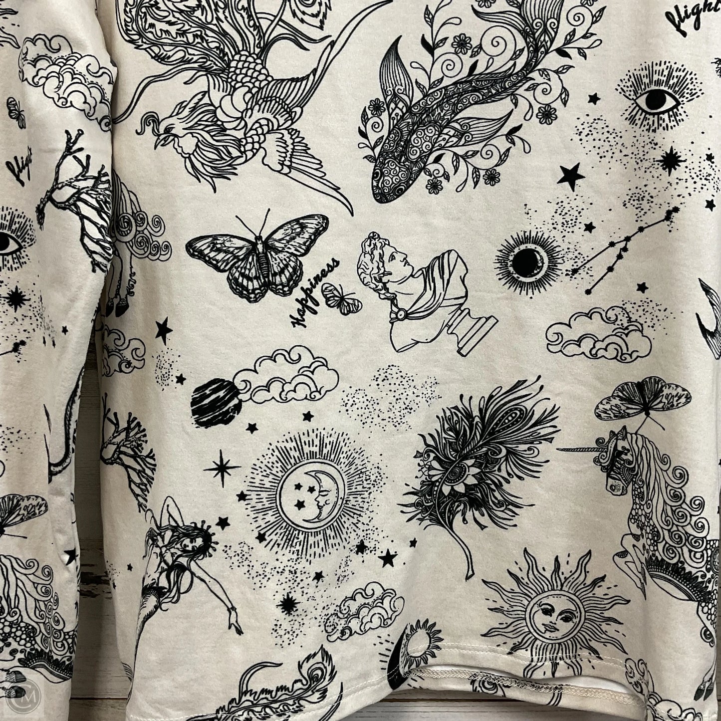 Top Long Sleeve Basic By Ginger G In Black & Cream, Size: S