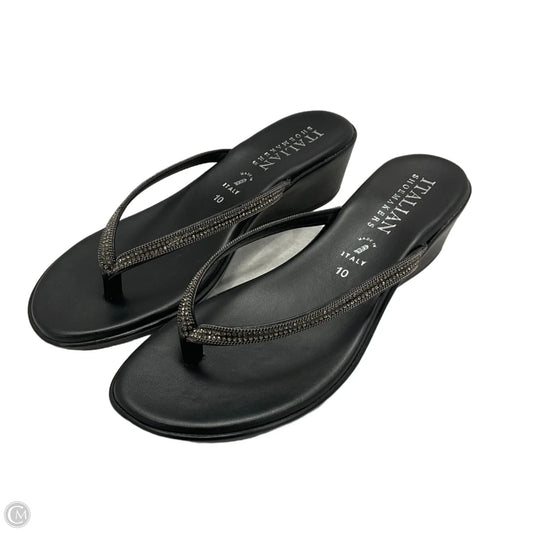 Sandals Flats By Italian Shoemakers In Black, Size: 10