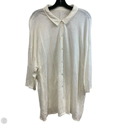 Blouse Long Sleeve By Eileen Fisher In Cream, Size: 2x