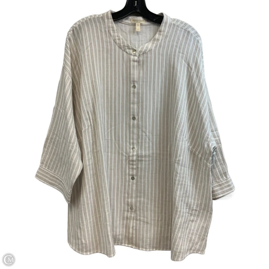 Blouse Long Sleeve By Eileen Fisher In Cream, Size: 2x