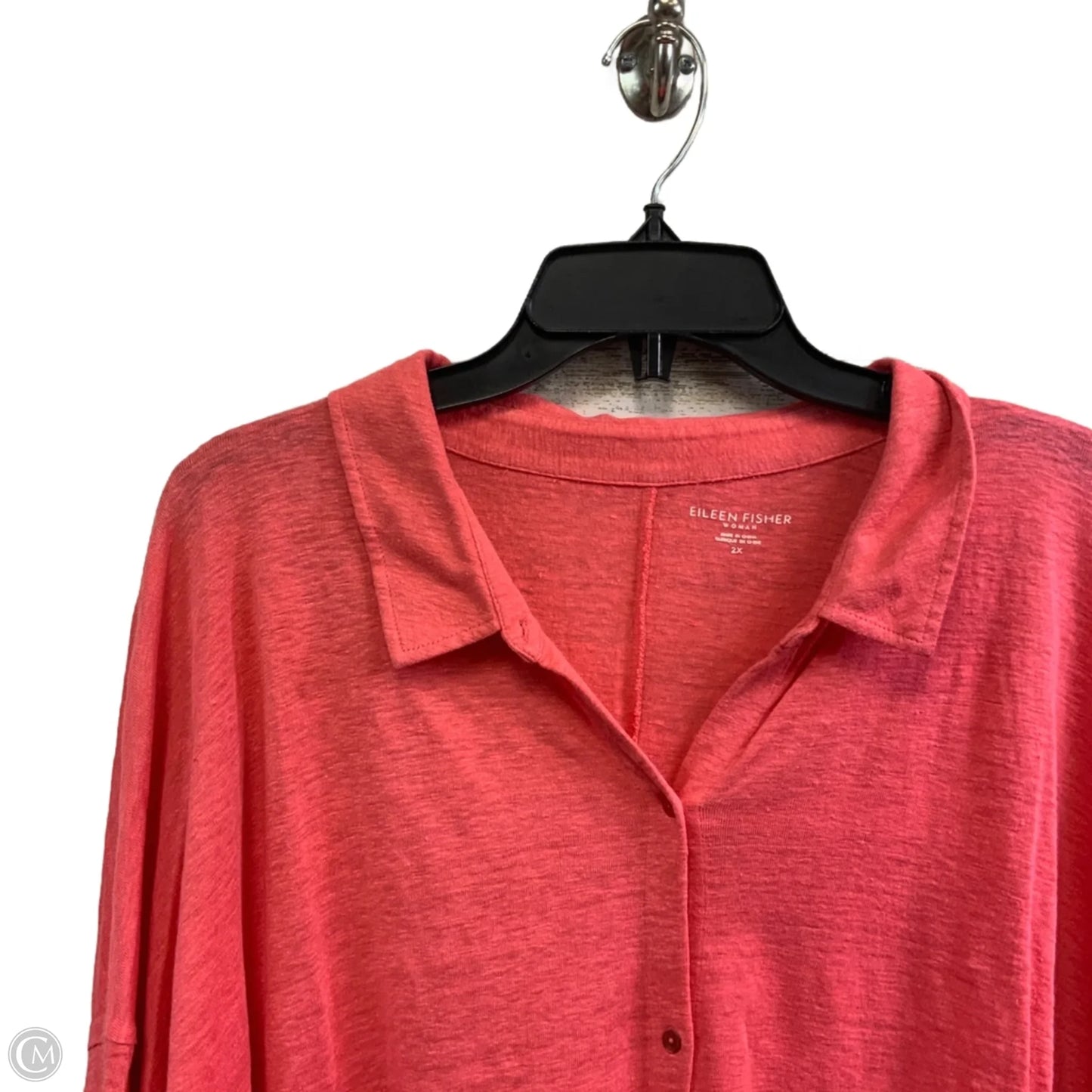 Top Long Sleeve By Eileen Fisher In Orange, Size: 2x
