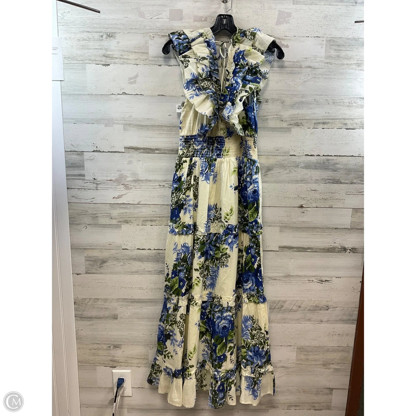 Dress Casual Maxi By CAROLINE CONSTAS In Cream & Green, Size: S