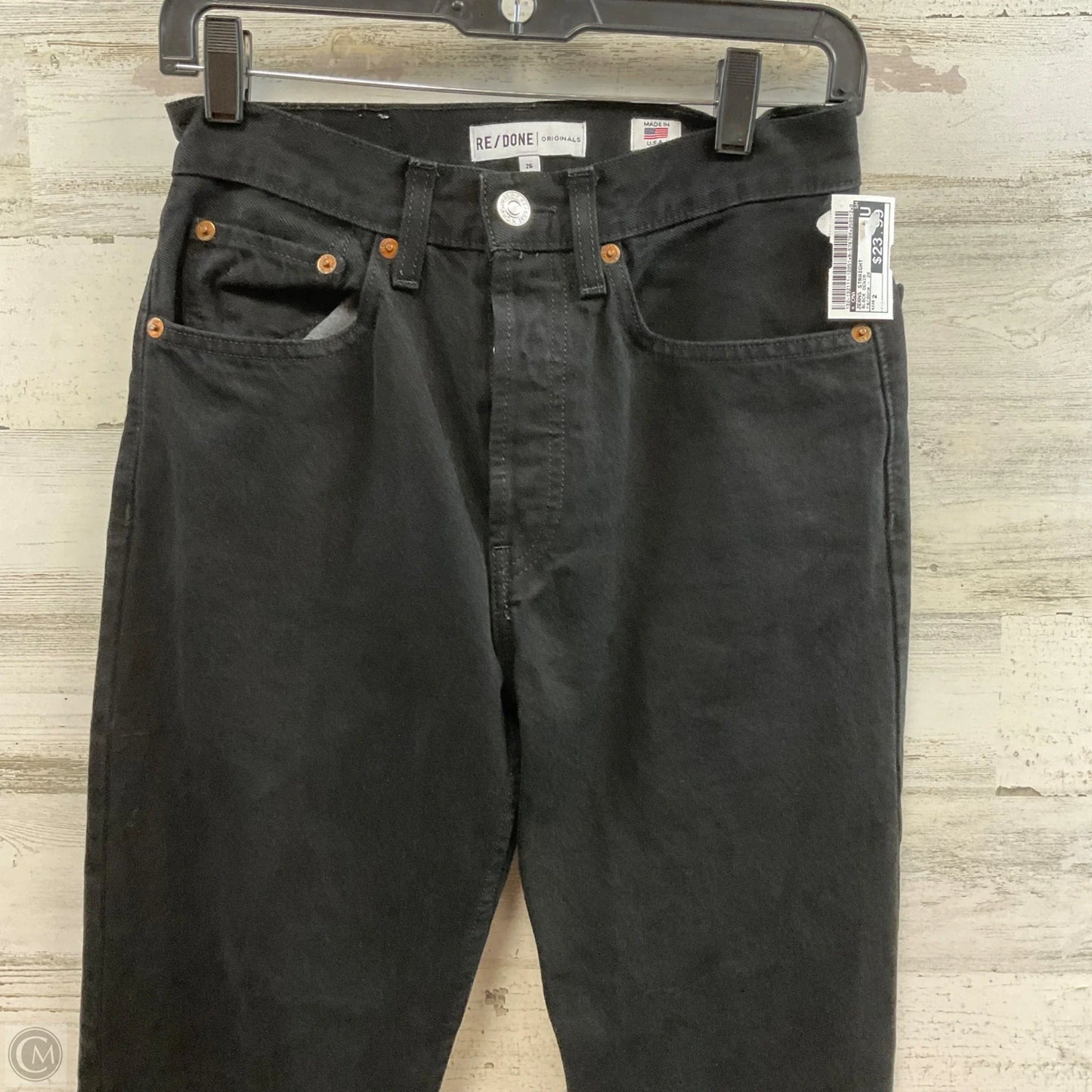 Jeans Straight By Re/Done In Black Denim, Size: 2