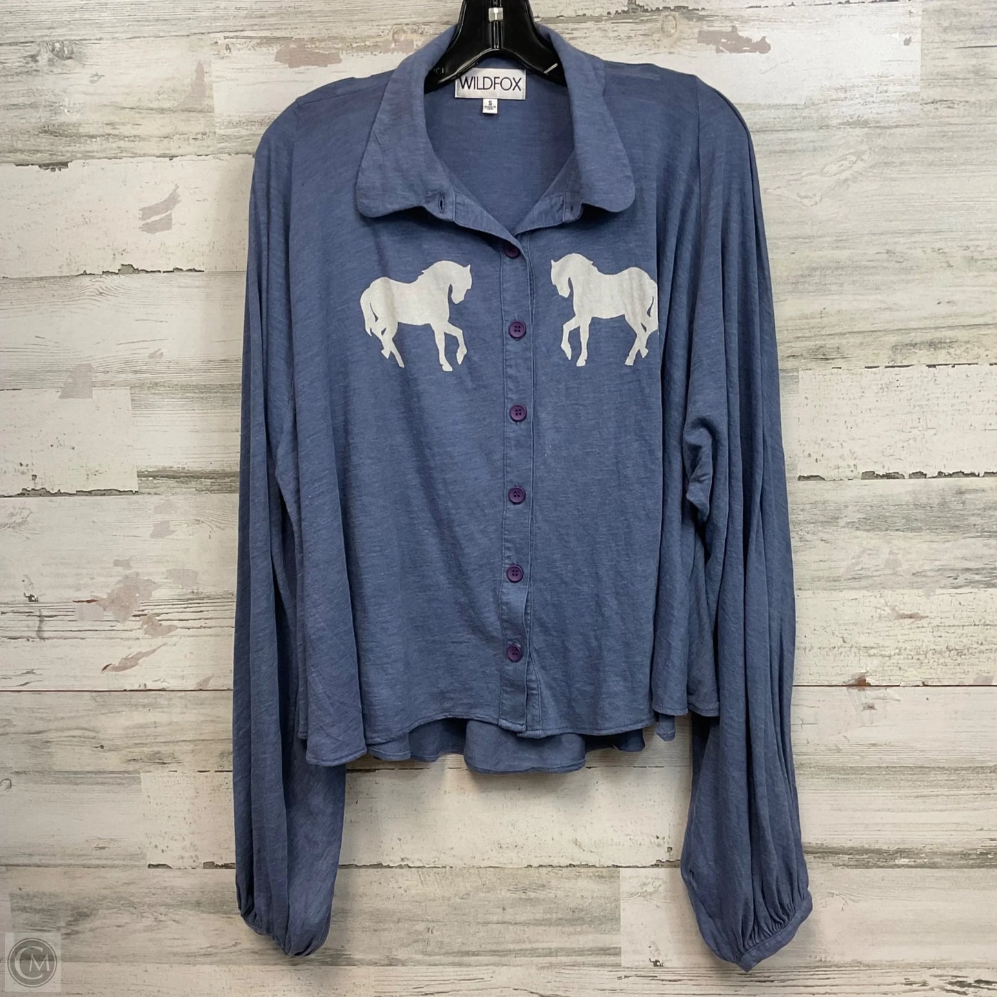 Top Long Sleeve By Wildfox In Blue, Size: S
