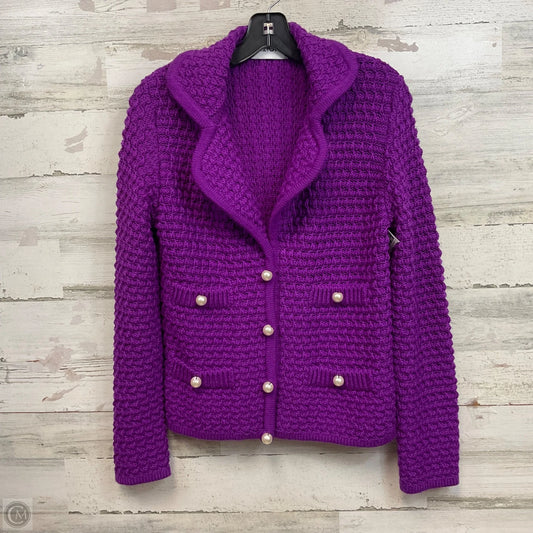 Cardigan Luxury Designer By Moschino In Purple, Size: M