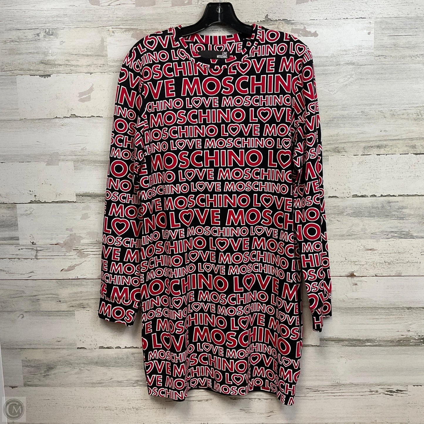 Dress Luxury Designer By Moschino In Black & Red, Size: M