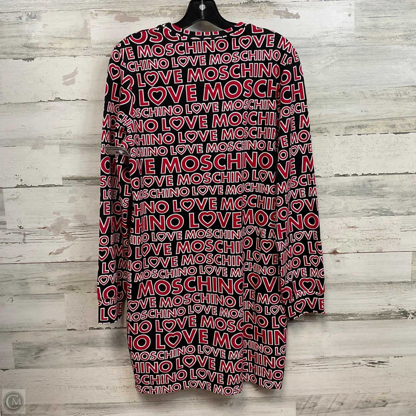 Dress Luxury Designer By Moschino In Black & Red, Size: M