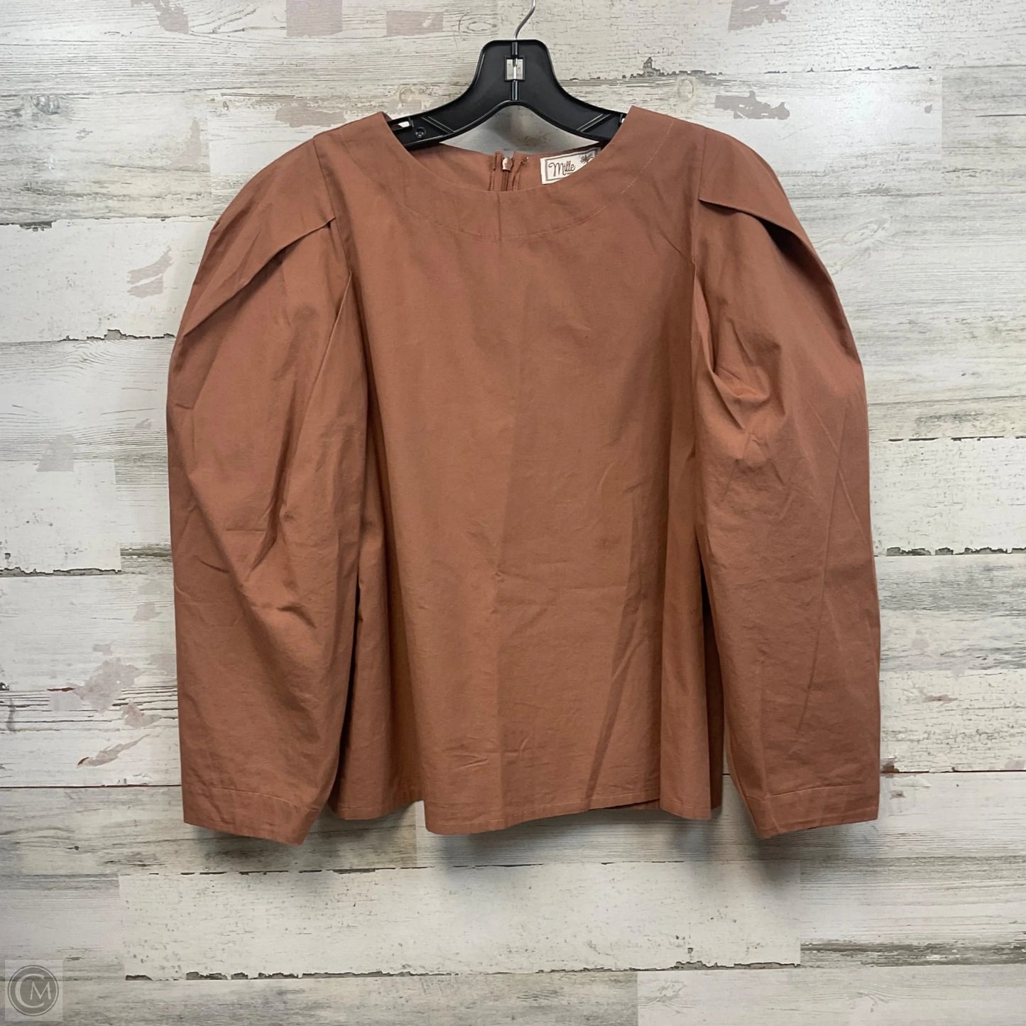 Blouse Long Sleeve By MILLE In Brown, Size: S