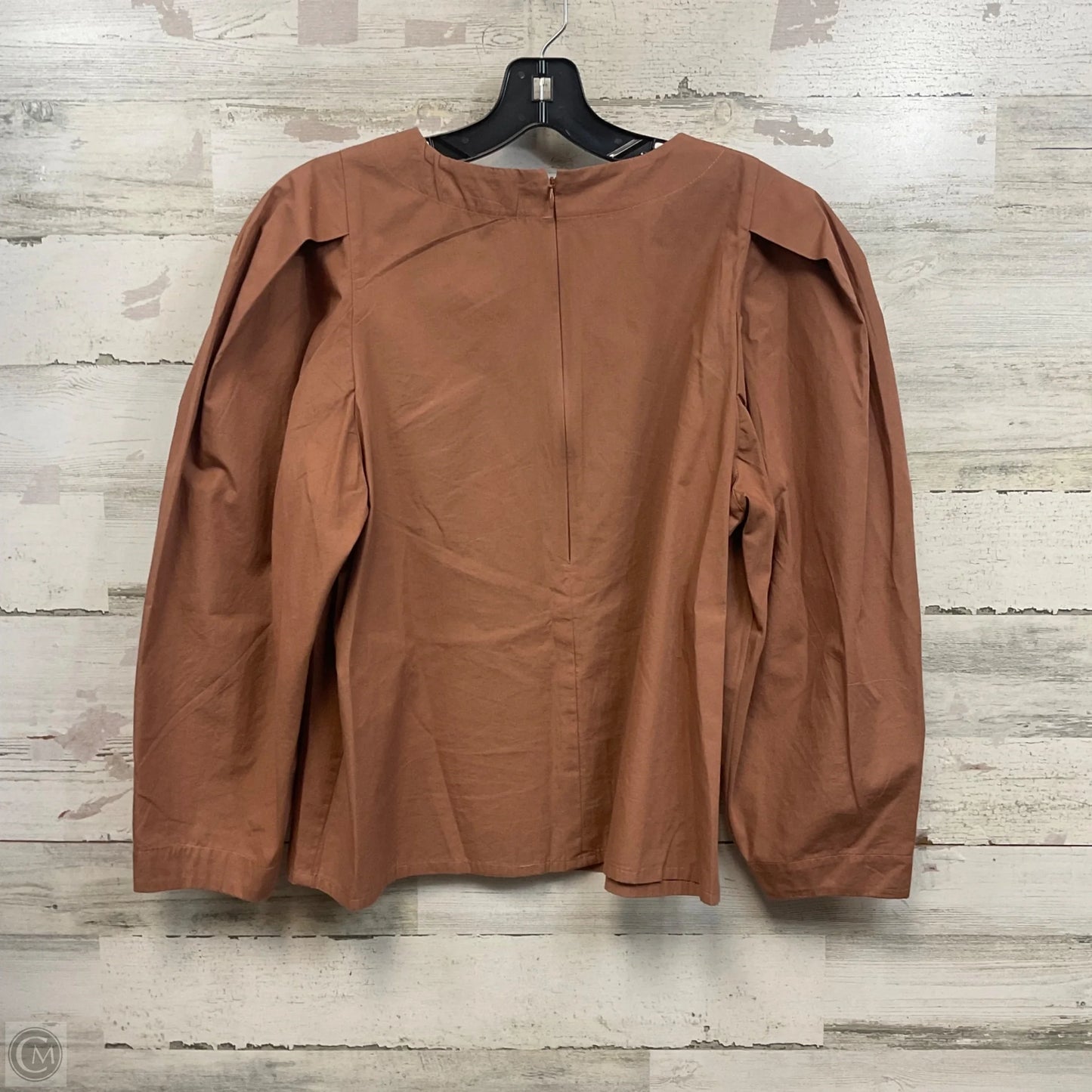 Blouse Long Sleeve By MILLE In Brown, Size: S