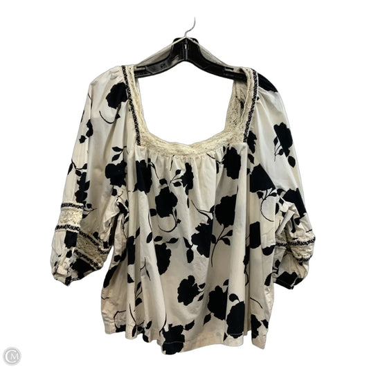Top Short Sleeve By Maurices In Black & Cream, Size: 2x
