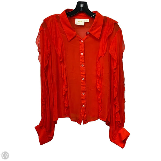Blouse Long Sleeve By Maeve In Orange, Size: Xlp