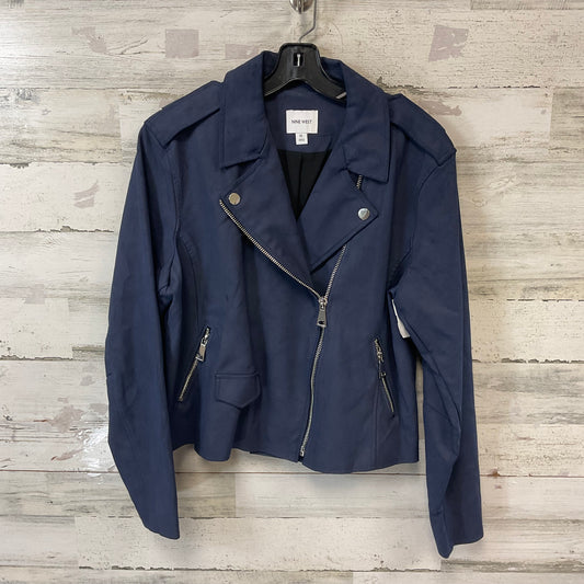 Jacket Moto By Nine West In Blue, Size: Xl