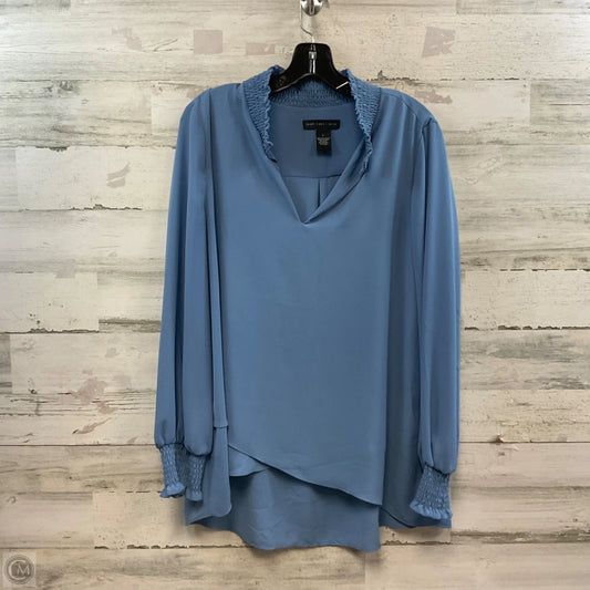 Blouse Long Sleeve By Joan Vass In Blue, Size: L