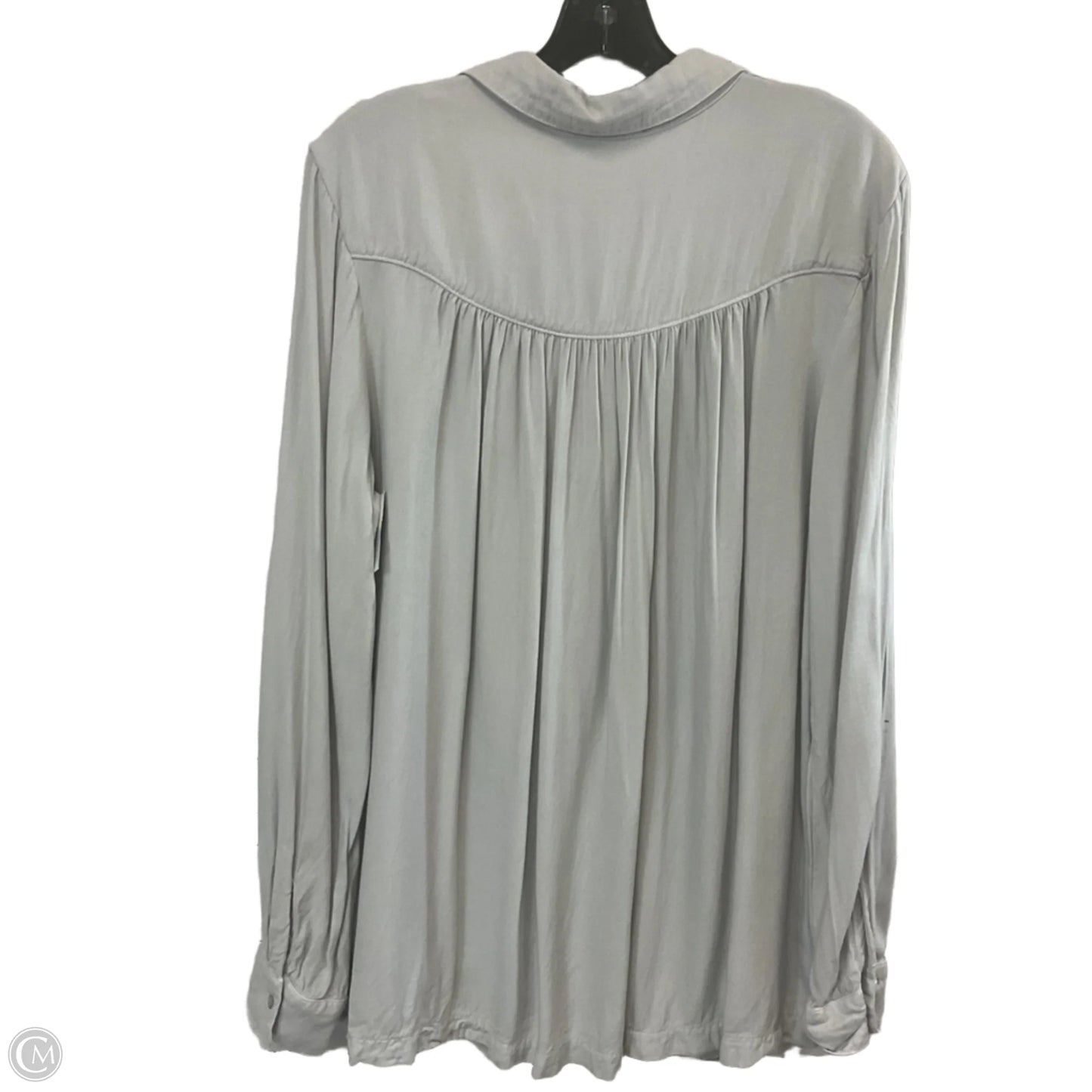 Blouse Long Sleeve By SIDE STITCH In Grey, Size: L