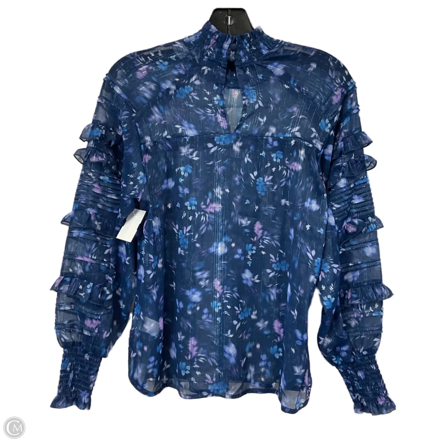 Blouse Long Sleeve By French Connection In Blue, Size: Xs