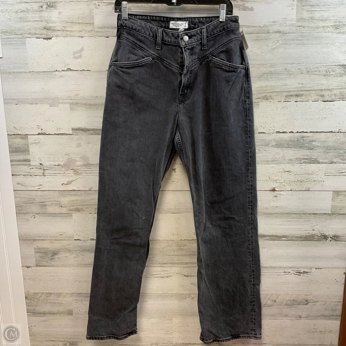 Jeans Straight By Abercrombie And Fitch In Black Denim, Size: 8
