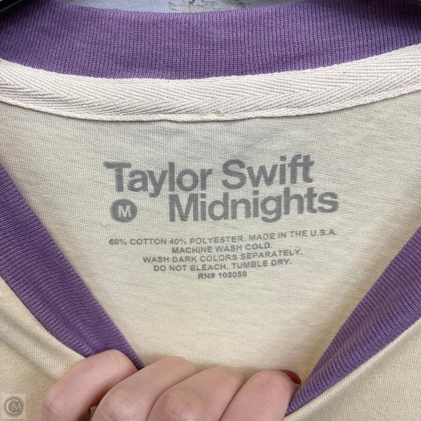 Top Short Sleeve By Taylor Swift In Cream & Purple, Size: M