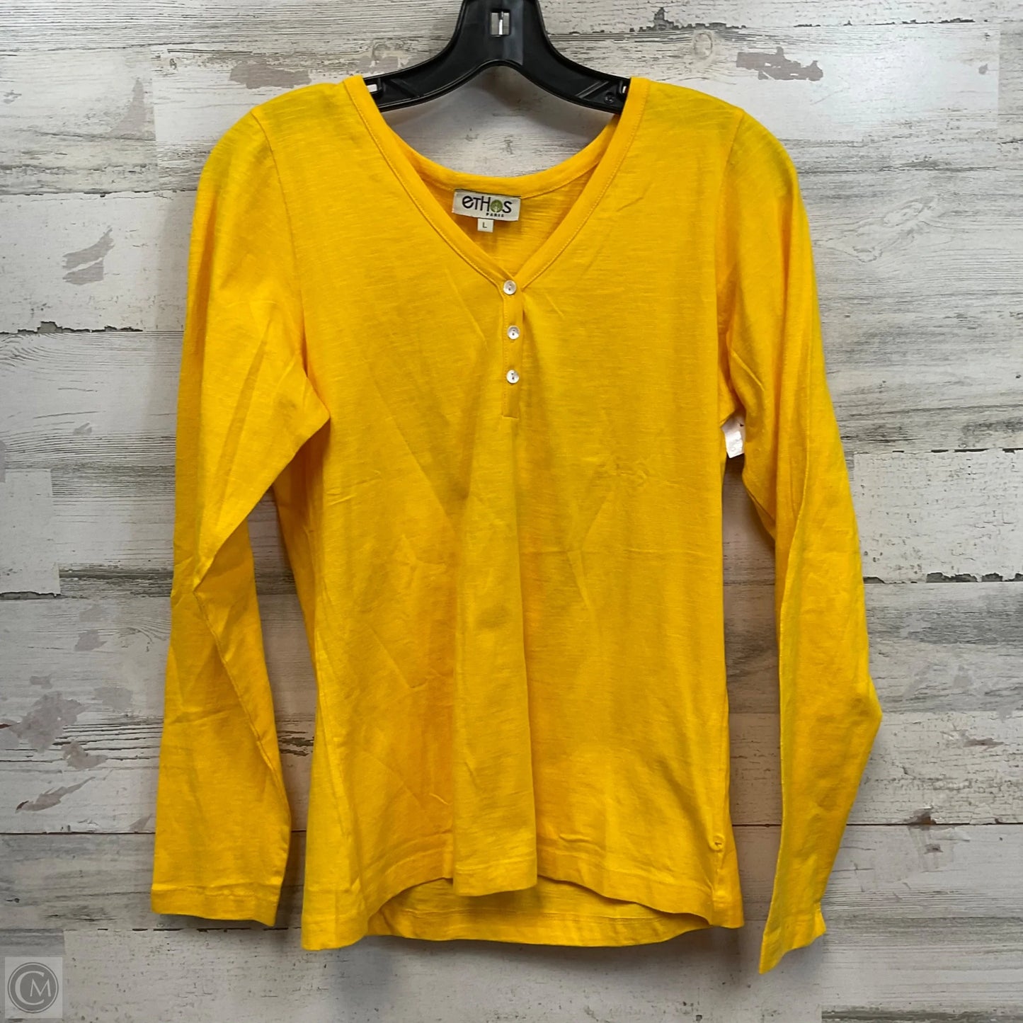 Top Long Sleeve Basic By Ethos In Yellow, Size: L