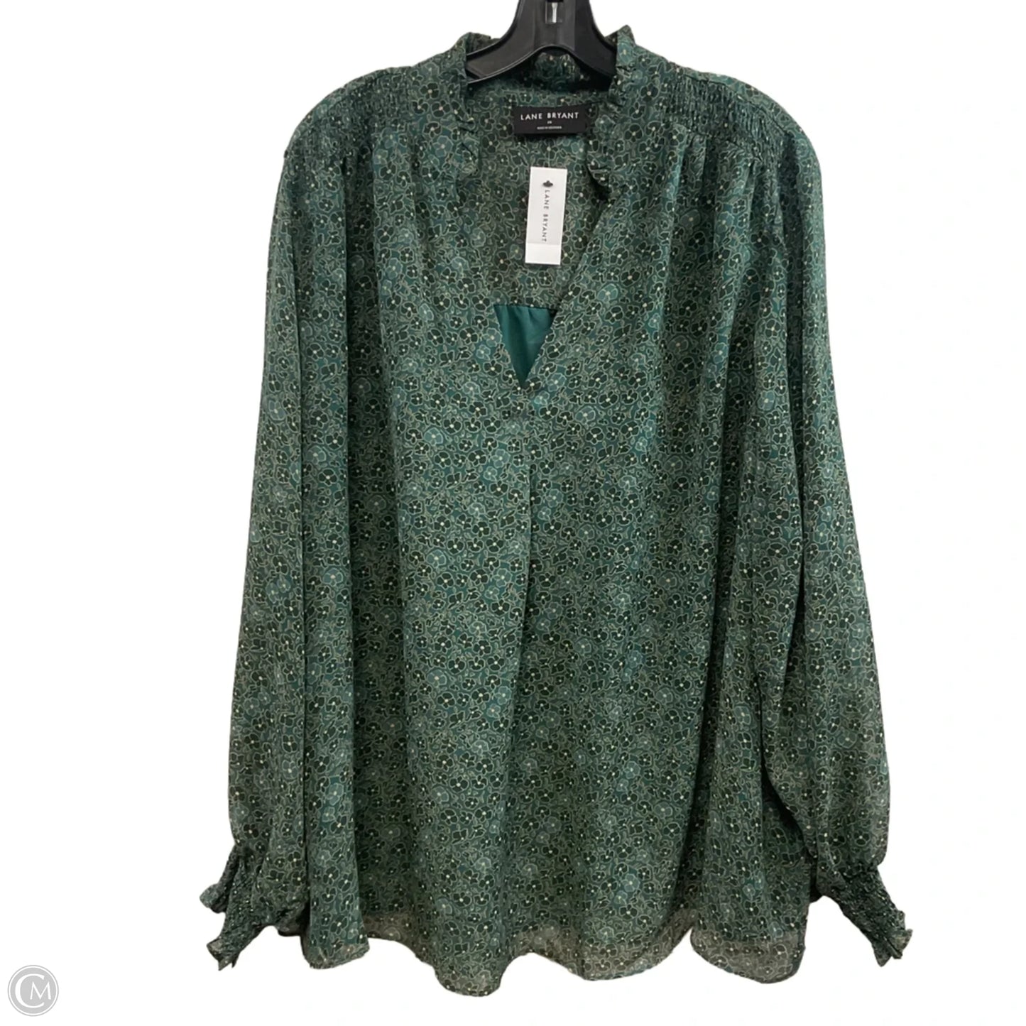 Blouse Long Sleeve By Lane Bryant In Green, Size: 4x