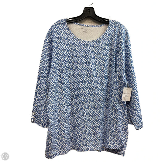Top Long Sleeve By Appleseeds In Blue & White, Size: 3x