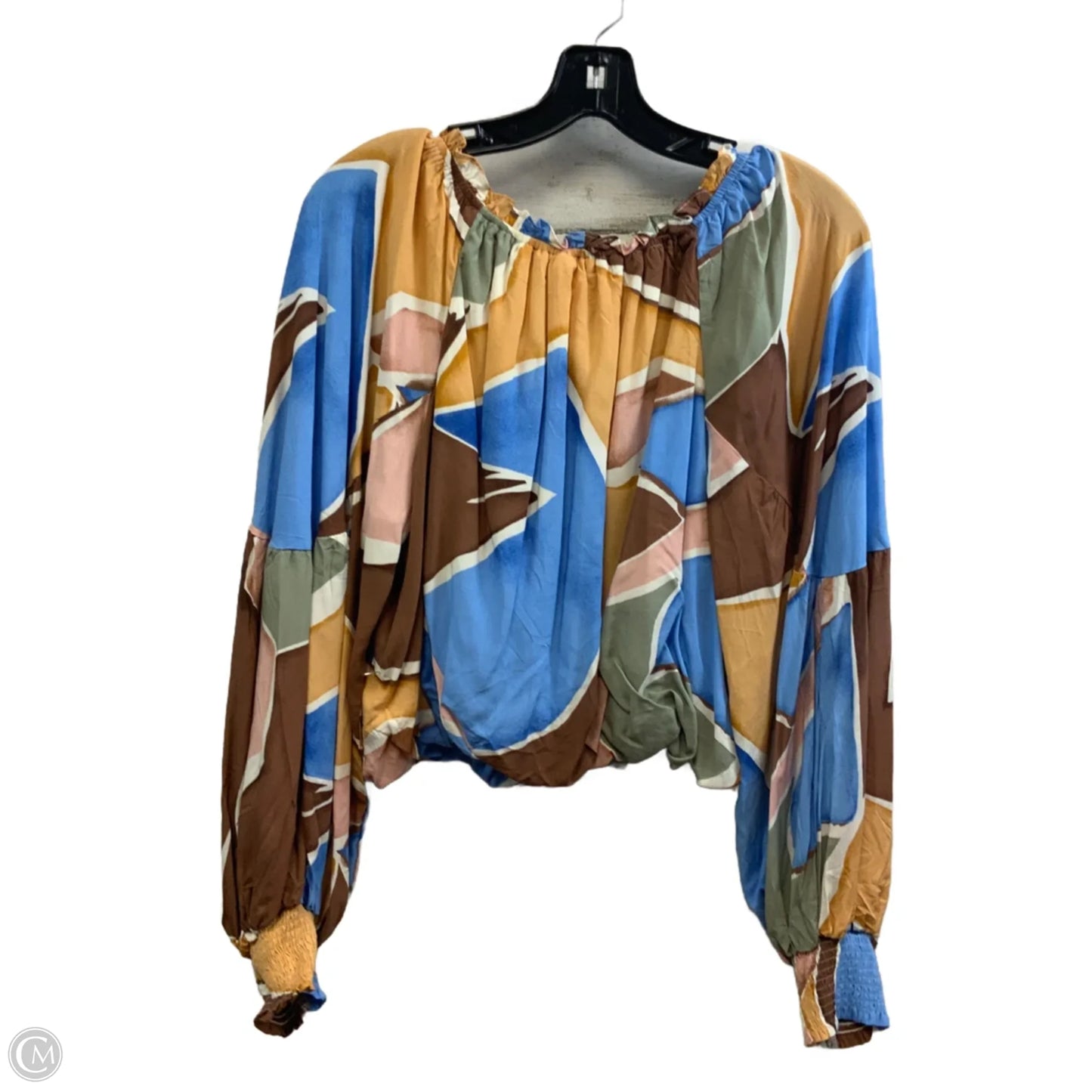 Top Long Sleeve By Blu Pepper In Blue & Brown, Size: M
