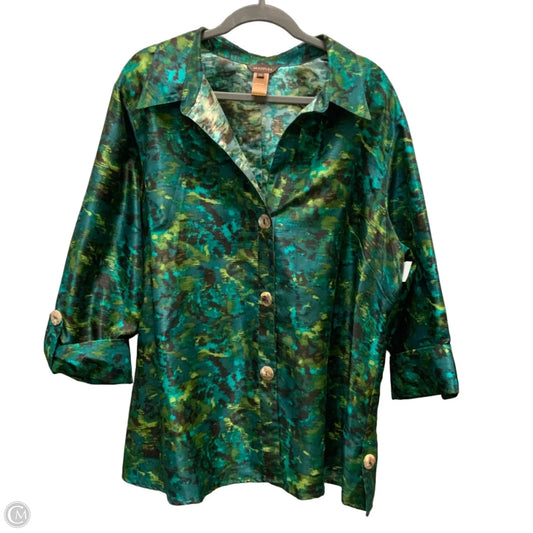 Blouse Long Sleeve By Multiples In Green, Size: 2x