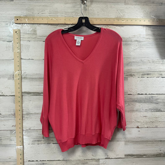 Top Long Sleeve By Carmen By Carmen Marc Valvo In Red, Size: Xl