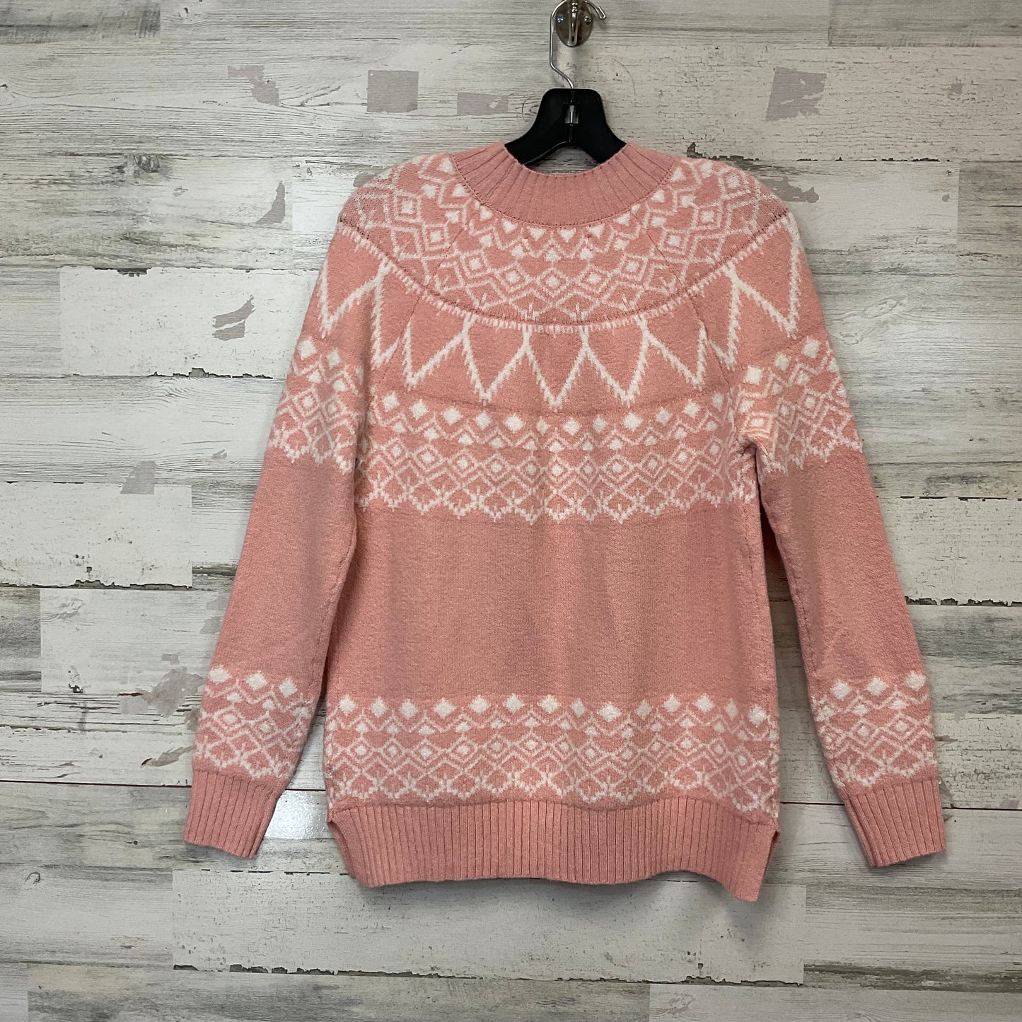 Sweater By Loft In Pink & White, Size: S